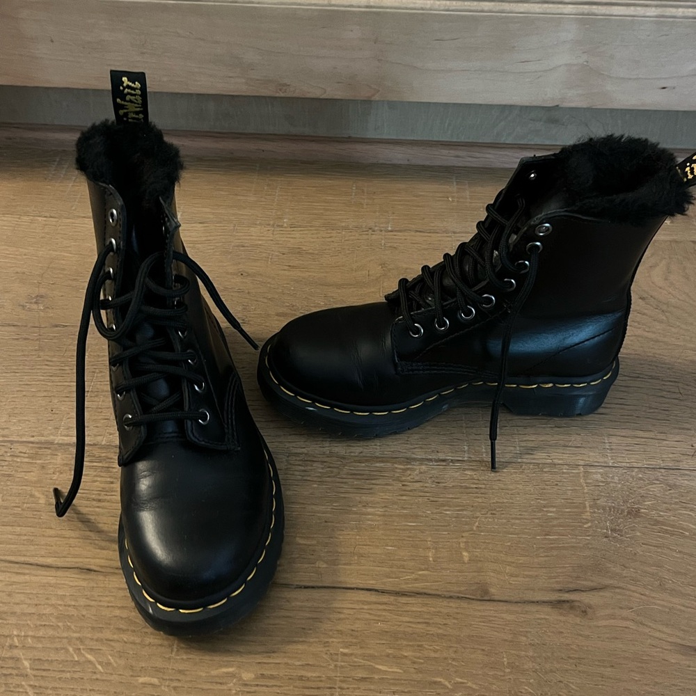 Dr. Martens Black Combat Boots with Durable Soles